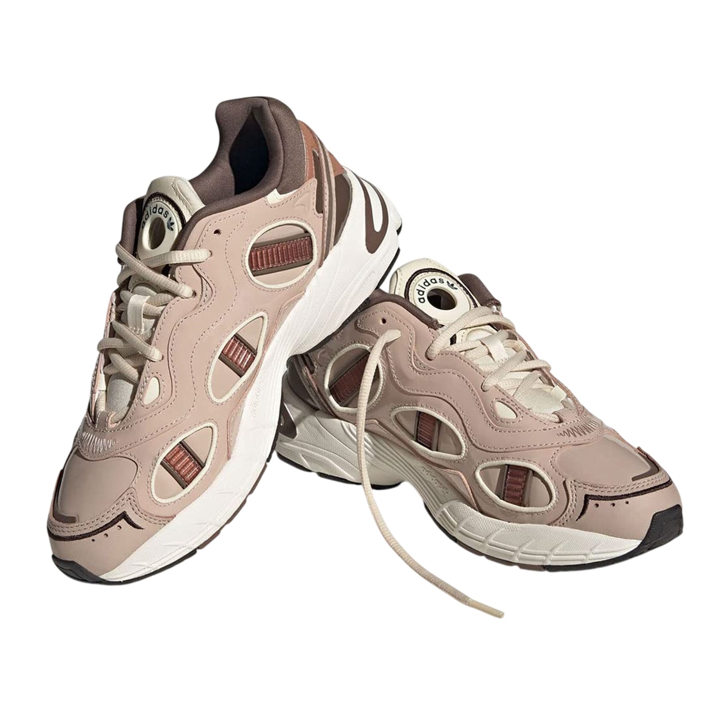 Brown-Light Brown - Pack Shot - Adidas Womens-Ladies Astir Leather Platform Trainers