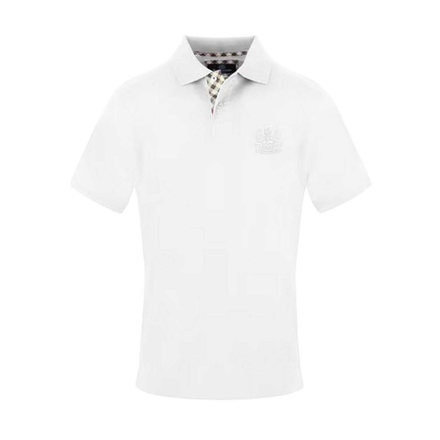 White - Front - Aquascutum Mens Embroidered Logo Polo Shirt