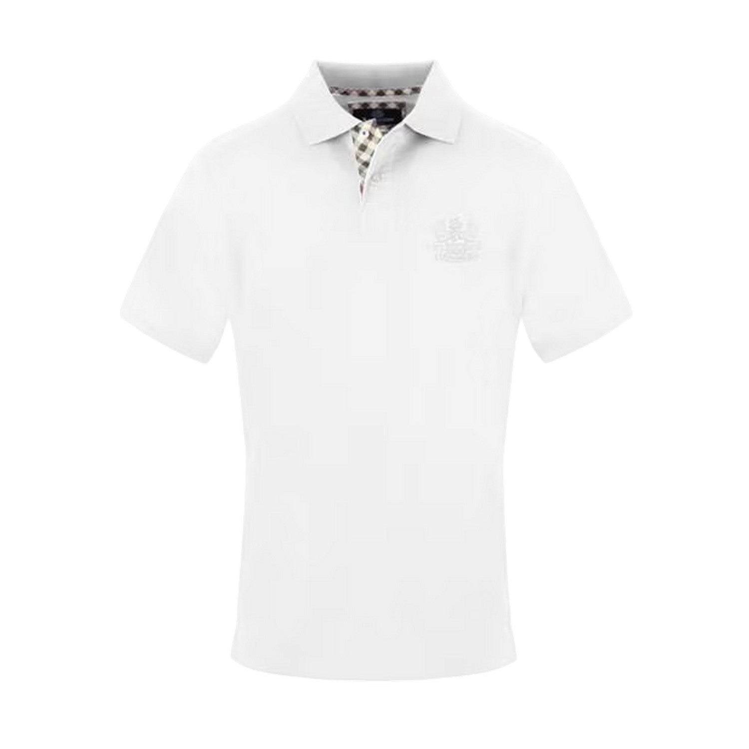 White - Front - Aquascutum Mens Embroidered Logo Polo Shirt