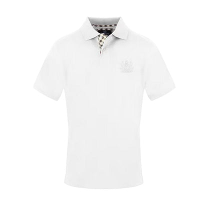 White - Front - Aquascutum Mens Embroidered Logo Polo Shirt