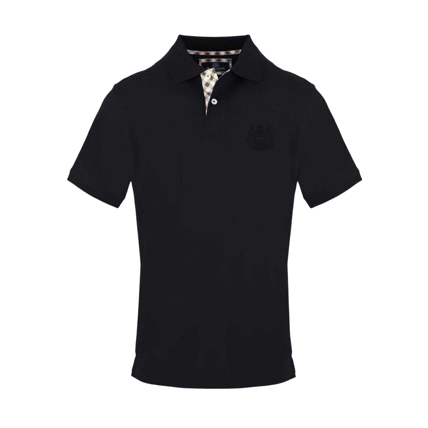 Black - Front - Aquascutum Mens Embroidered Logo Polo Shirt