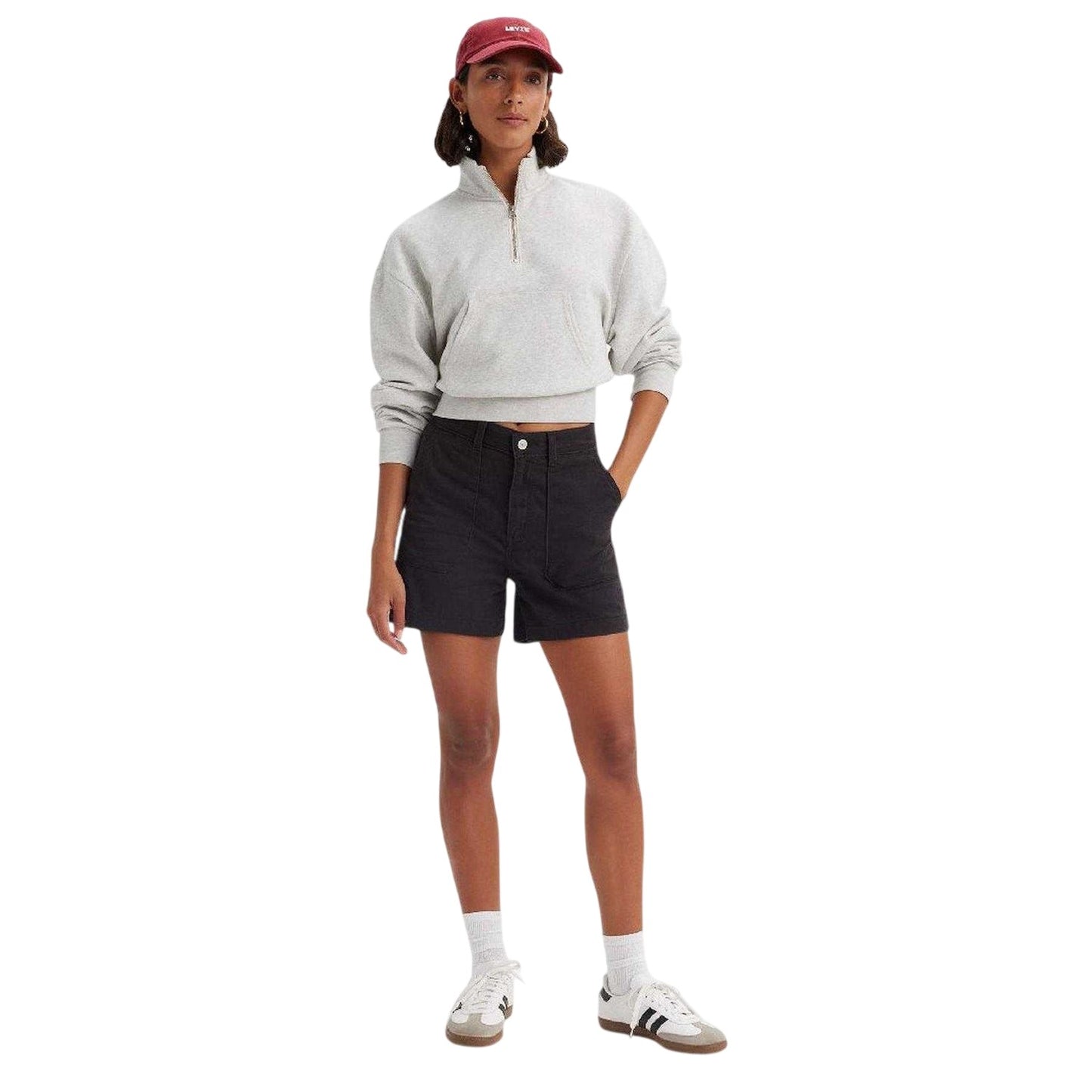 Caviar - Side - Levis Womens-Ladies Utility Pocket High Waist Shorts
