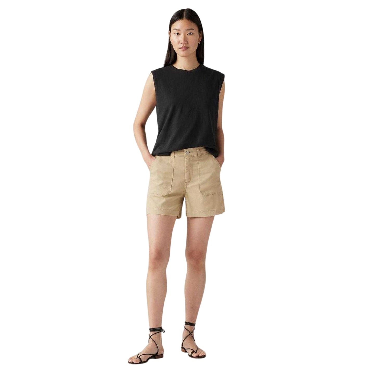 Safari - Side - Levis Womens-Ladies Utility Pocket High Waist Shorts