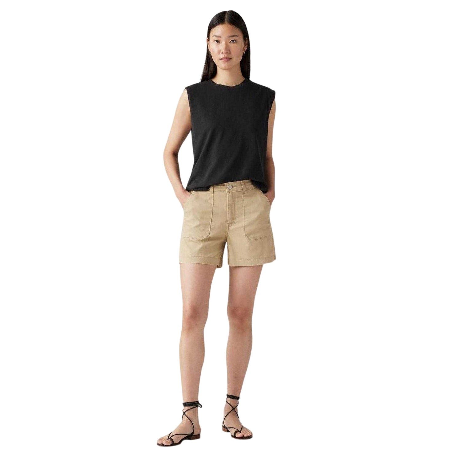 Safari - Side - Levis Womens-Ladies Utility Pocket High Waist Shorts