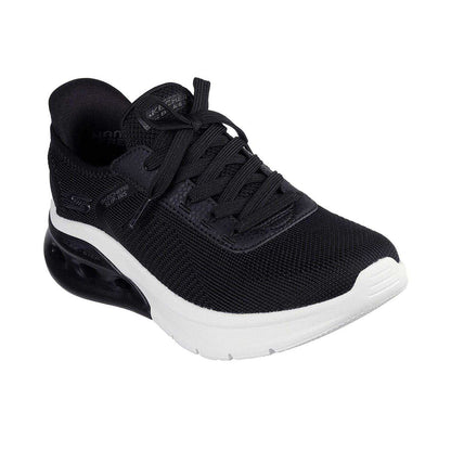 Black-White - Pack Shot - Skechers Womens-Ladies Bobs Arc Waves 2.0 Slip-In Trainers