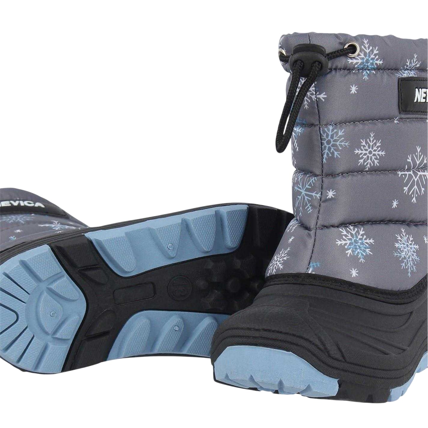 Blue - Side - Nevica Childrens-Kids Explorer Snowflake Winter Boots