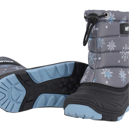 Blue - Side - Nevica Childrens-Kids Explorer Snowflake Winter Boots