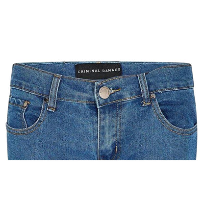 Mid Blue - Side - Criminal Damage Womens-Ladies Denim Skinny Jeans