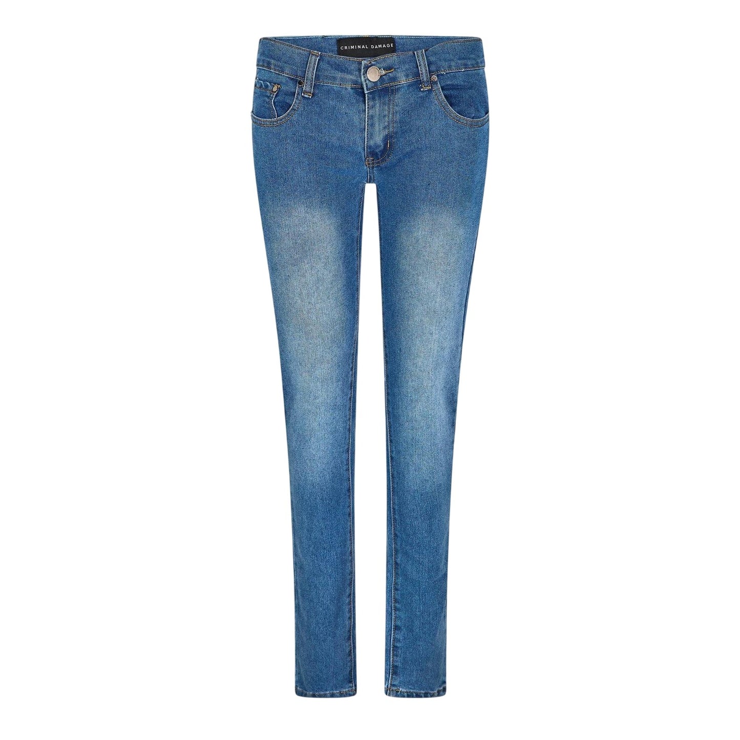 Mid Blue - Front - Criminal Damage Womens-Ladies Denim Skinny Jeans