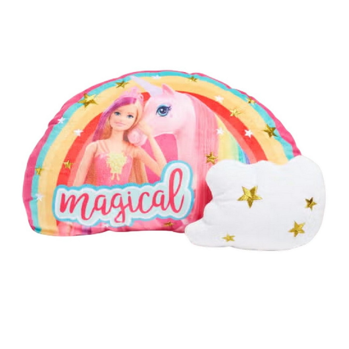 Multicoloured Print - Front - Barbie Magical Rainbow Cushion