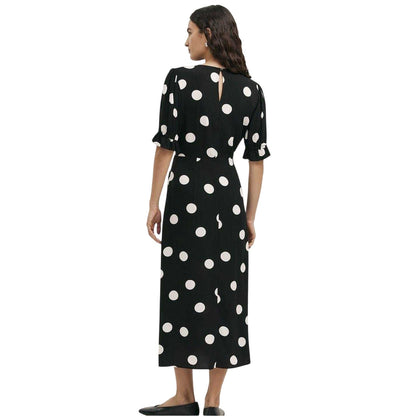 Black - Back - Finery Womens-Ladies Mela Polka Dot Crew Neck Midi Dress