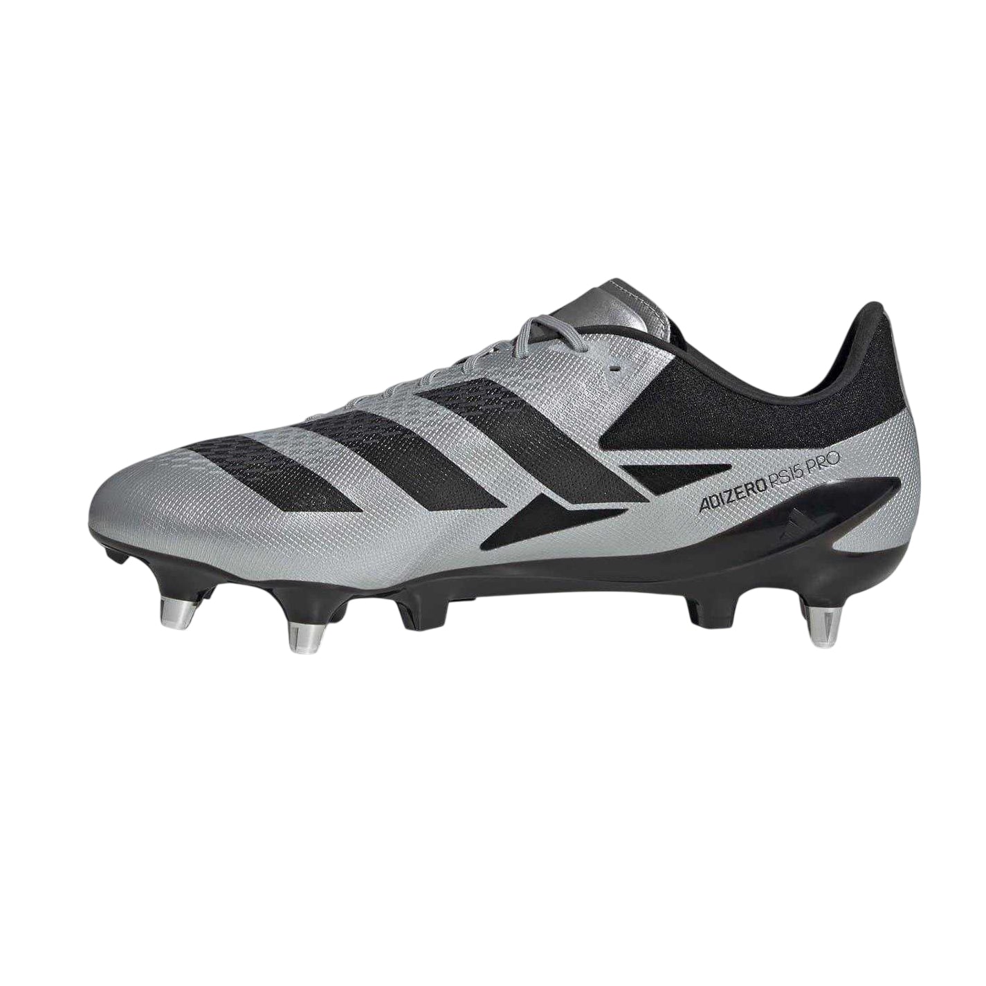 Silver-Black - Side - Adidas Mens Adizero RS15 Pro Gradient Leather Soft Ground Rugby Boots