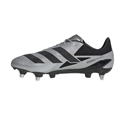 Silver-Black - Side - Adidas Mens Adizero RS15 Pro Gradient Leather Soft Ground Rugby Boots