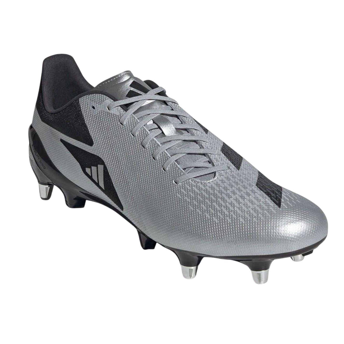 Silver-Black - Pack Shot - Adidas Mens Adizero RS15 Pro Gradient Leather Soft Ground Rugby Boots