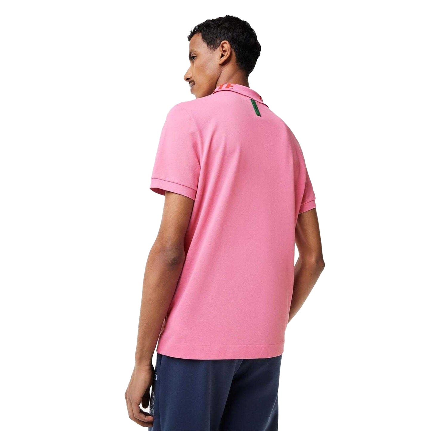 Pink - Back - Lacoste Mens Movement Branded Collar Polo Shirt