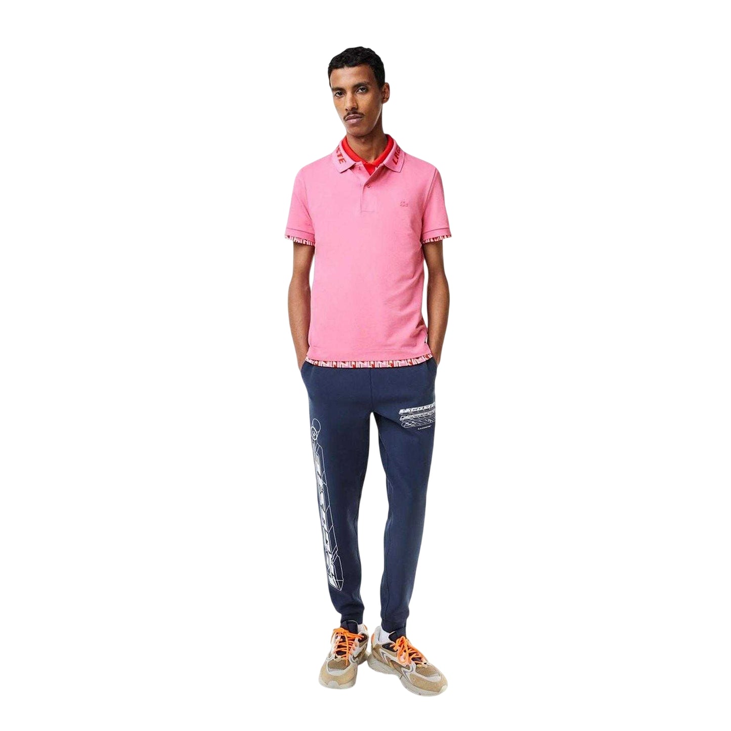 Pink - Lifestyle - Lacoste Mens Movement Branded Collar Polo Shirt