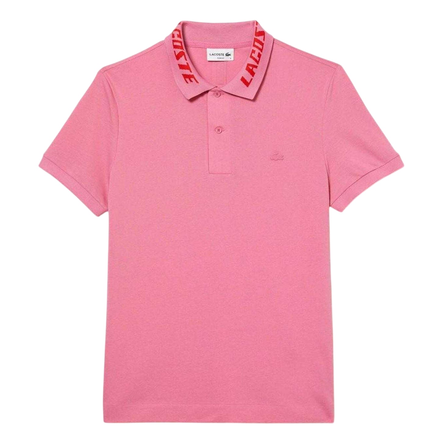 Pink - Front - Lacoste Mens Movement Branded Collar Polo Shirt
