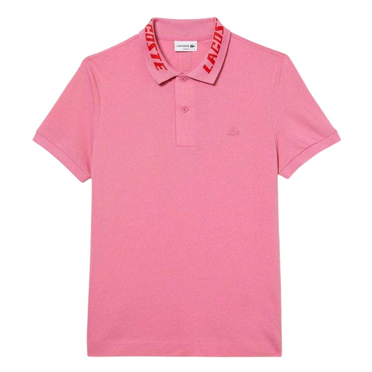 Pink - Front - Lacoste Mens Movement Branded Collar Polo Shirt