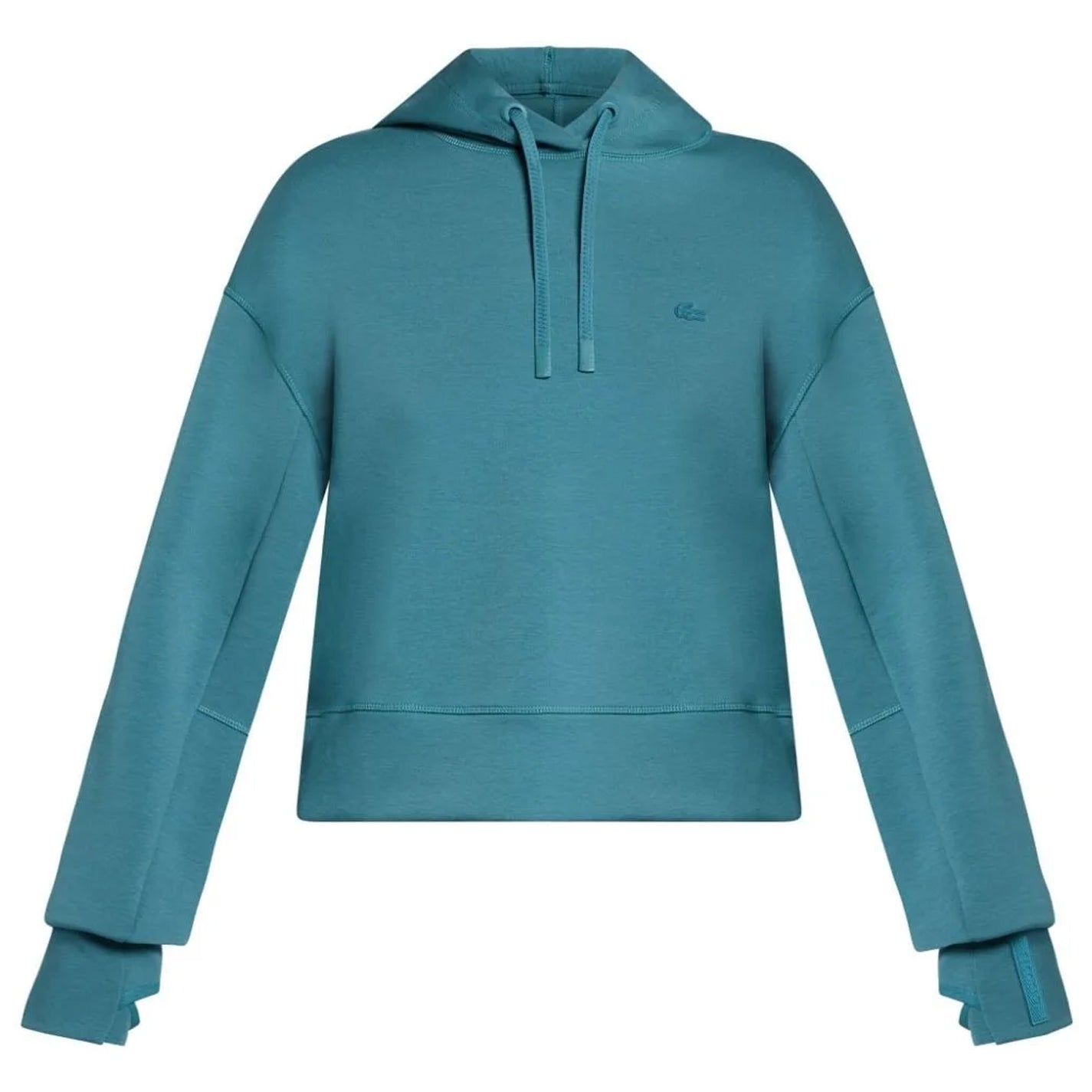 Hydro Teal - Front - Lacoste Womens-Ladies Scuba Drawstring Hoodie