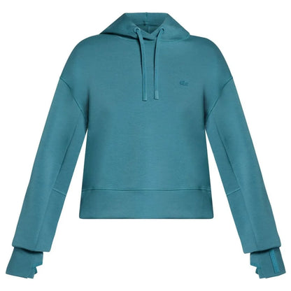 Hydro Teal - Front - Lacoste Womens-Ladies Scuba Drawstring Hoodie