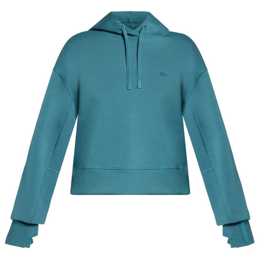 Hydro Teal - Front - Lacoste Womens-Ladies Scuba Drawstring Hoodie