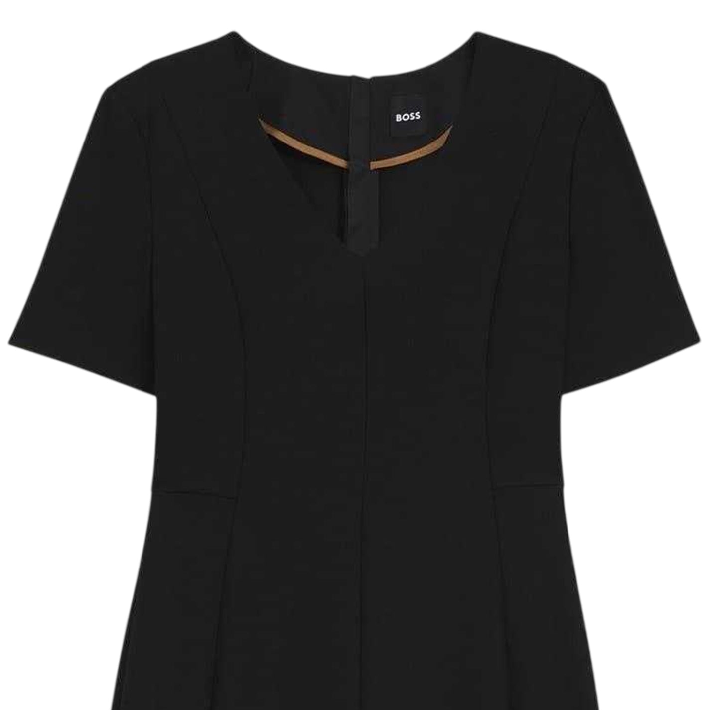 Black - Side - Boss Womens-Ladies Damaisa Knee Length V Neck Short-Sleeved Dress