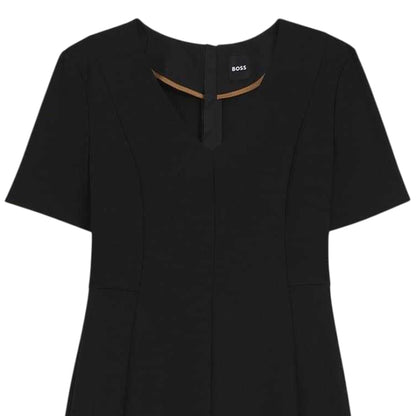 Black - Side - Boss Womens-Ladies Damaisa Knee Length V Neck Short-Sleeved Dress