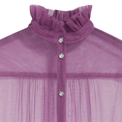Purple - Side - Levis Womens-Ladies Radical Sheer Banded Collar Sleeveless Midi Dress