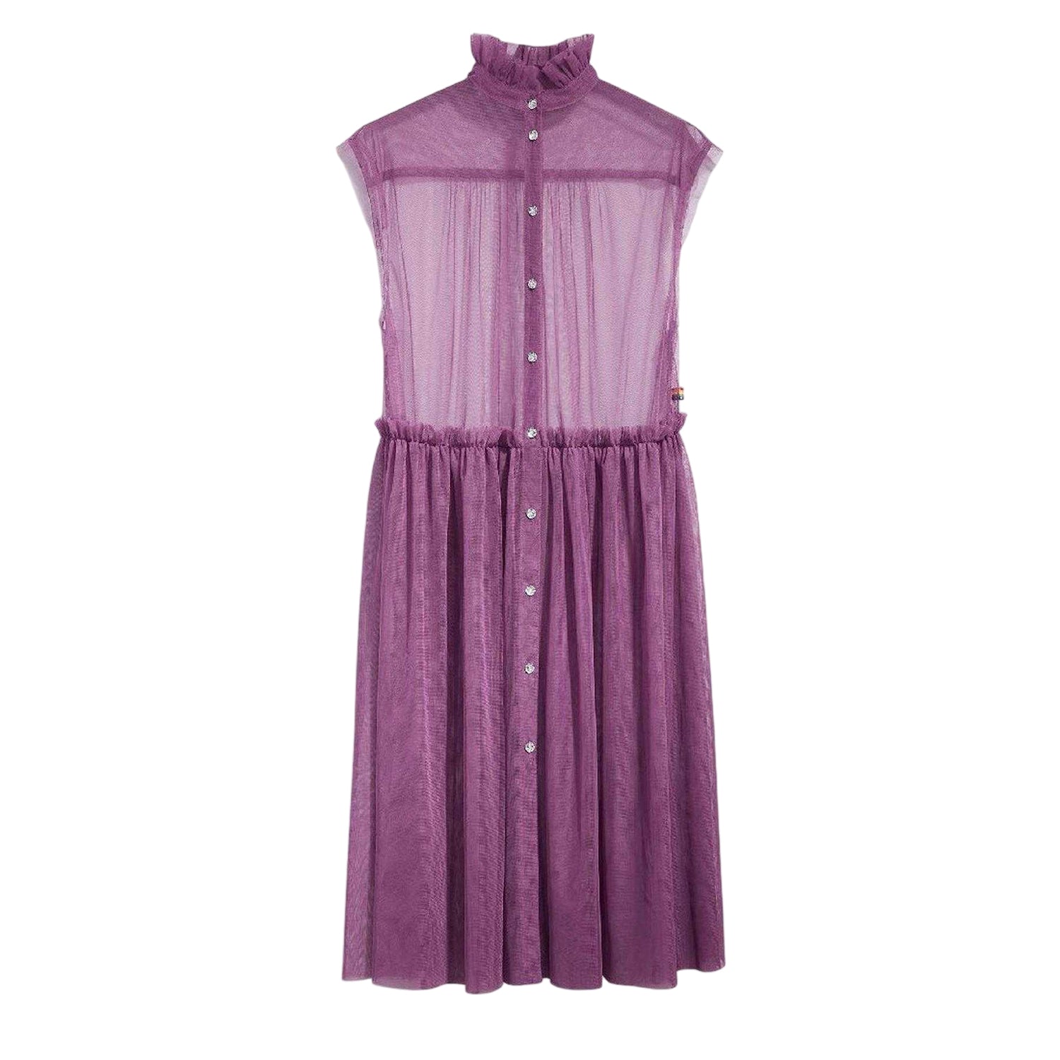 Purple - Front - Levis Womens-Ladies Radical Sheer Banded Collar Sleeveless Midi Dress
