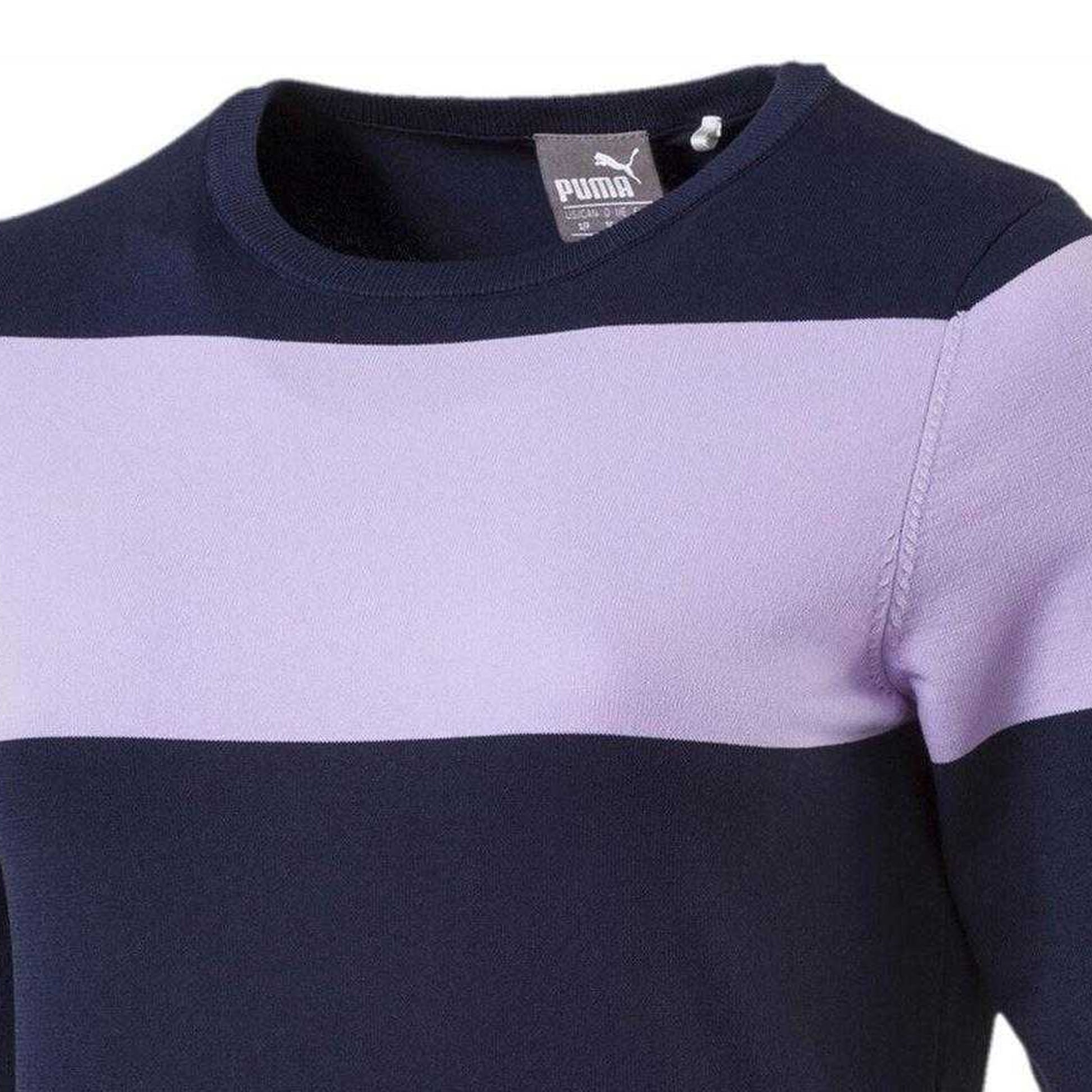 Navy-Purple - Side - Puma Womens-Ladies Short-Sleeved Golf Sweater Top