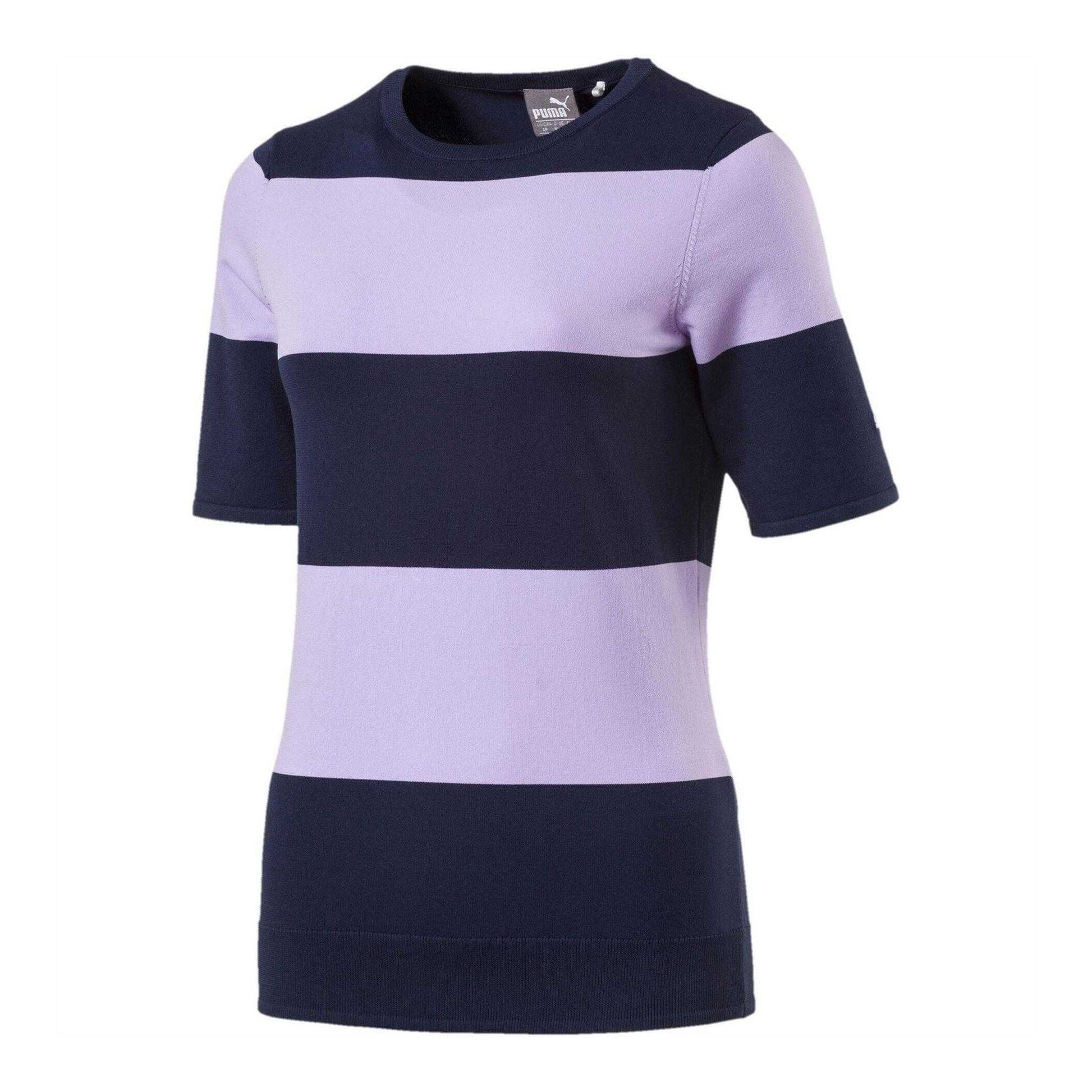 Navy-Purple - Front - Puma Womens-Ladies Short-Sleeved Golf Sweater Top