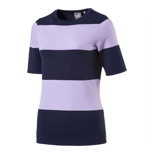 Navy-Purple - Front - Puma Womens-Ladies Short-Sleeved Golf Sweater Top