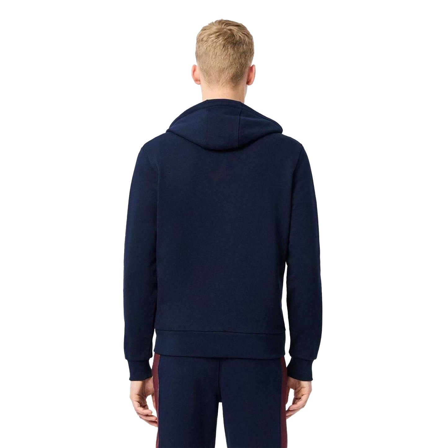 Navy-Red - Back - Lacoste Mens Colour Block Full Zip Hoodie