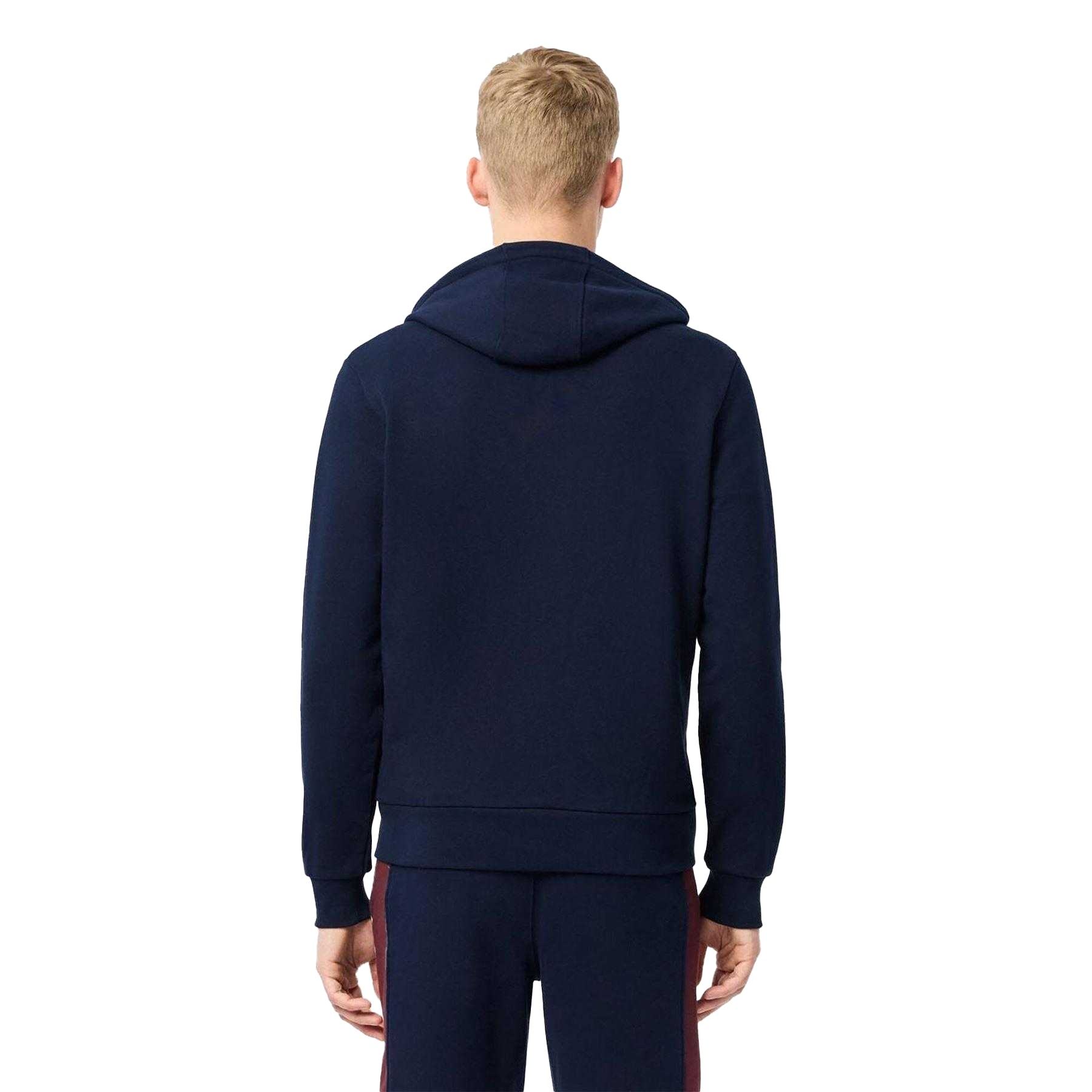 Navy-Red - Back - Lacoste Mens Colour Block Full Zip Hoodie