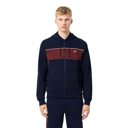 Navy-Red - Lifestyle - Lacoste Mens Colour Block Full Zip Hoodie