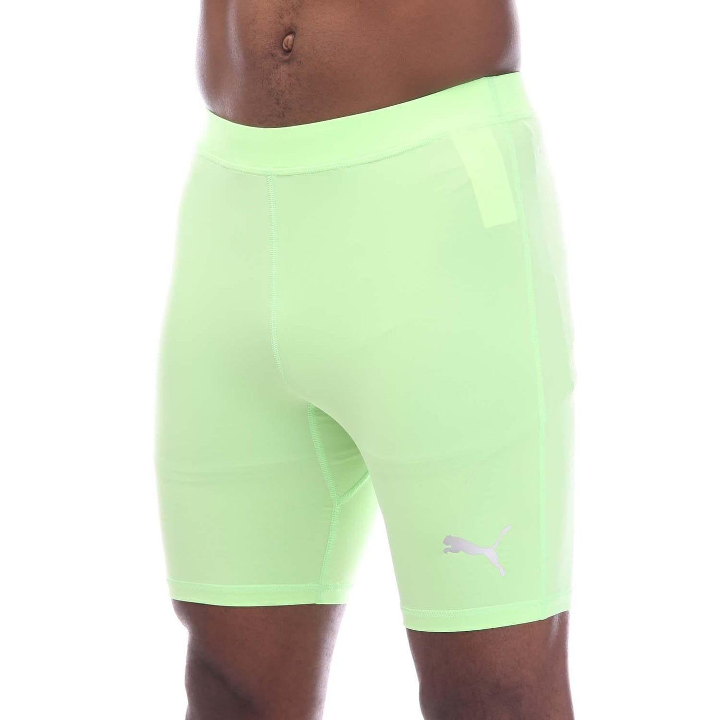 Lime - Front - Puma Mens Liga Base Layer Shorts