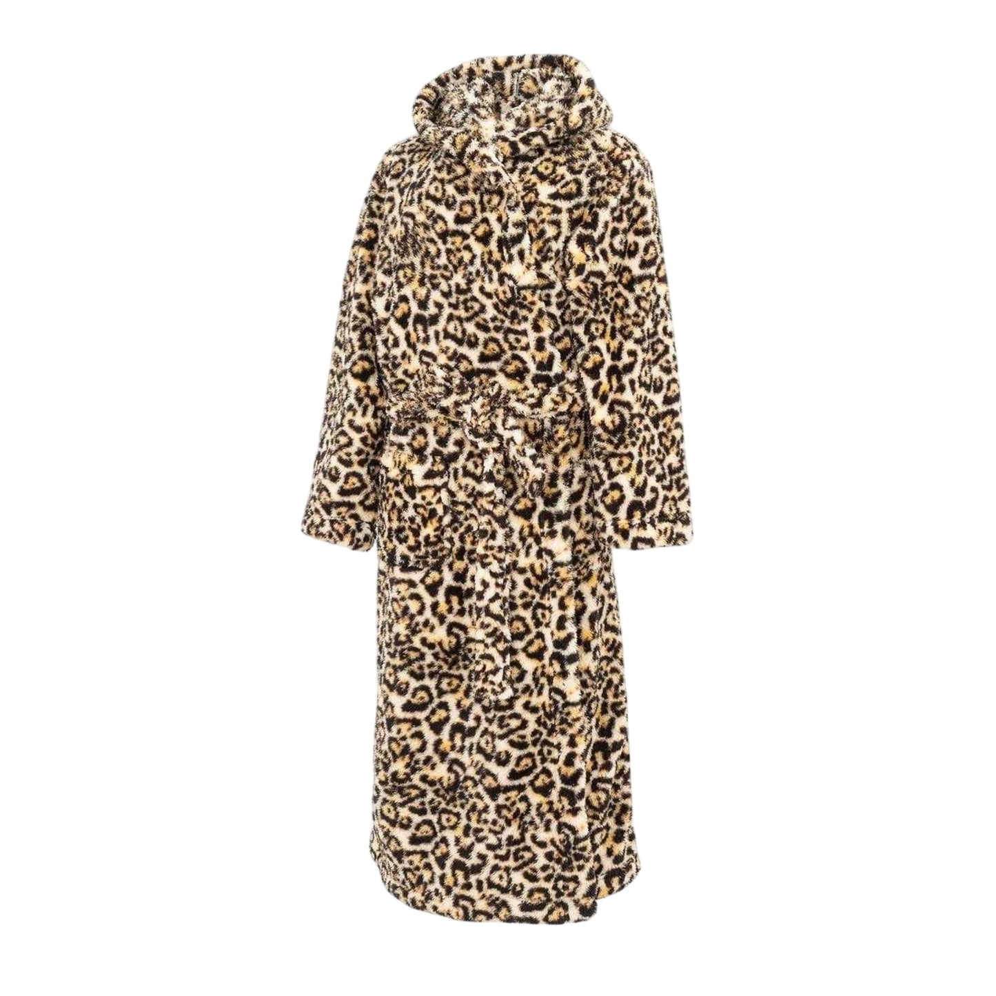 Brown-Black - Side - Linea Womens-Ladies Leopard Pattern Hooded Robe