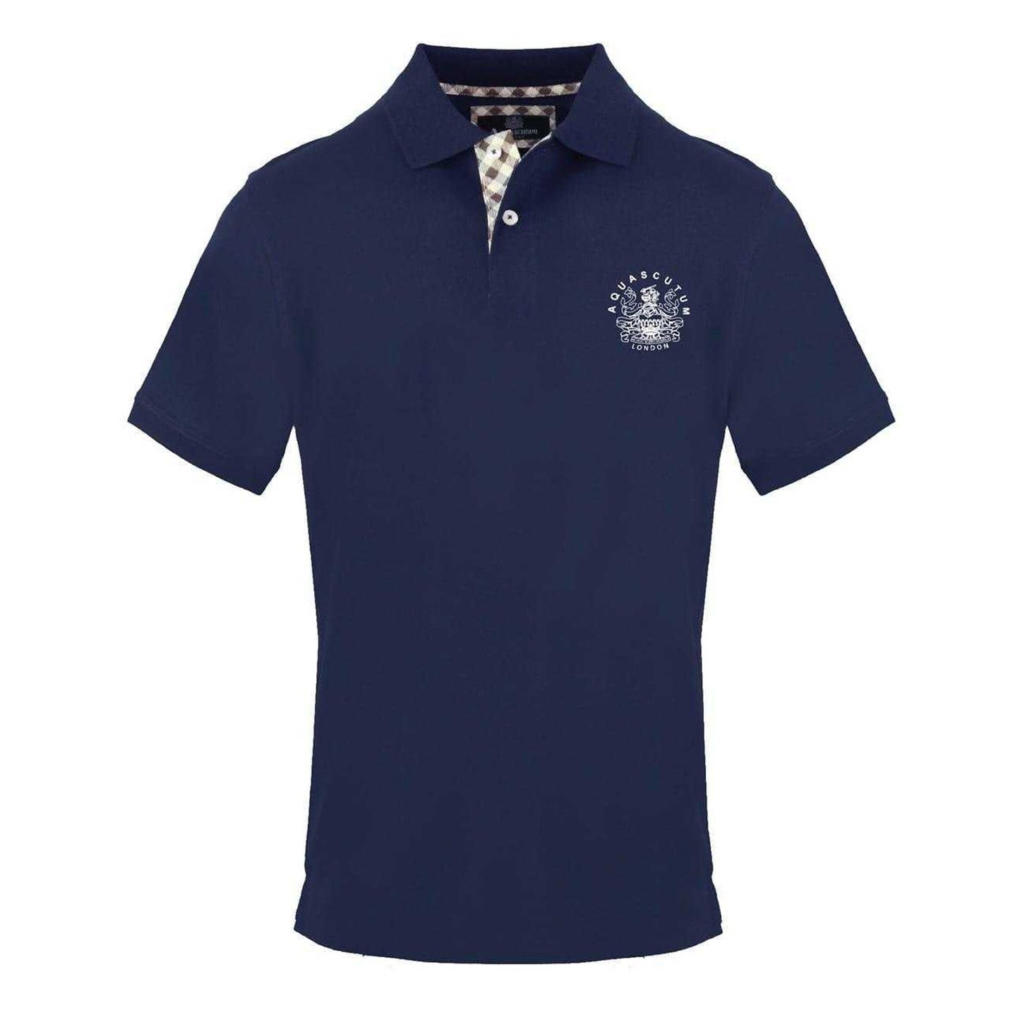 Navy - Front - Aquascutum Mens Cotton Collared Short-Sleeved Polo Shirt