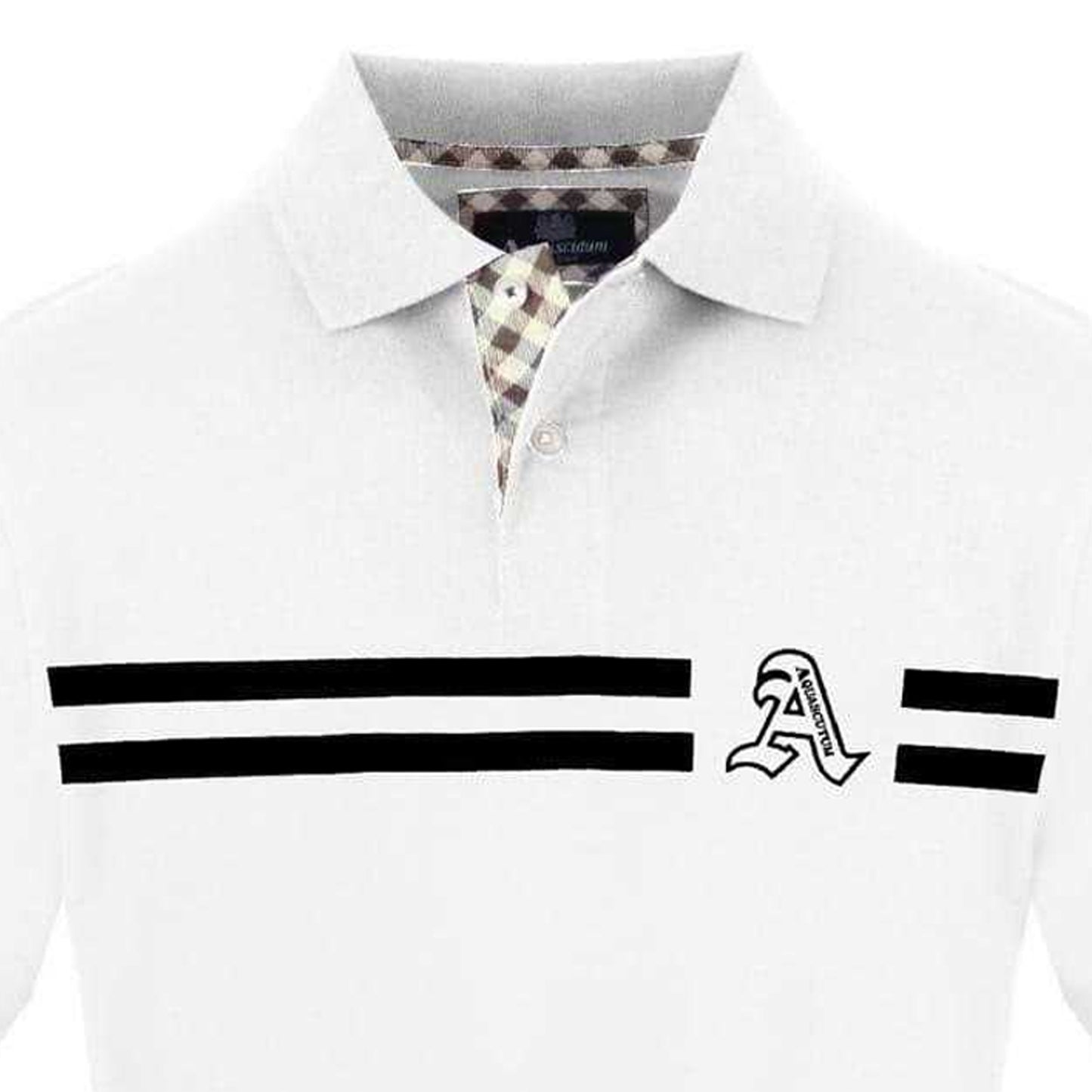 White - Side - Aquascutum Mens Collared Polo Shirt