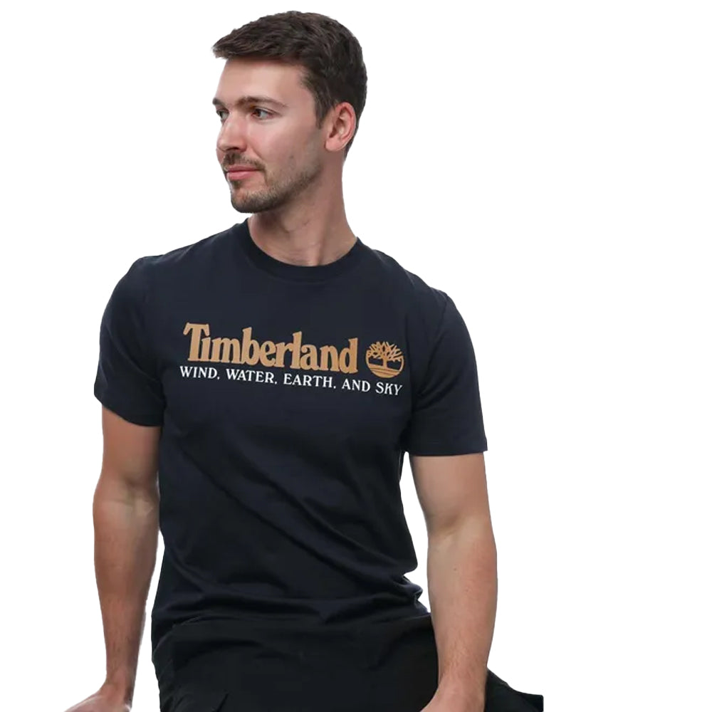 Navy - Side - Timberland Mens Graphic T-Shirt