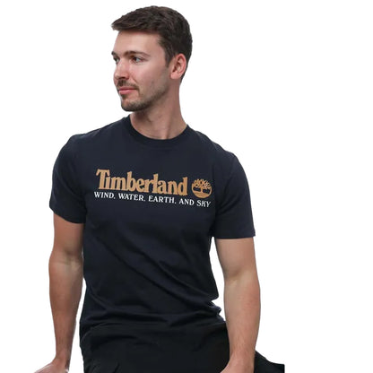 Navy - Side - Timberland Mens Graphic T-Shirt