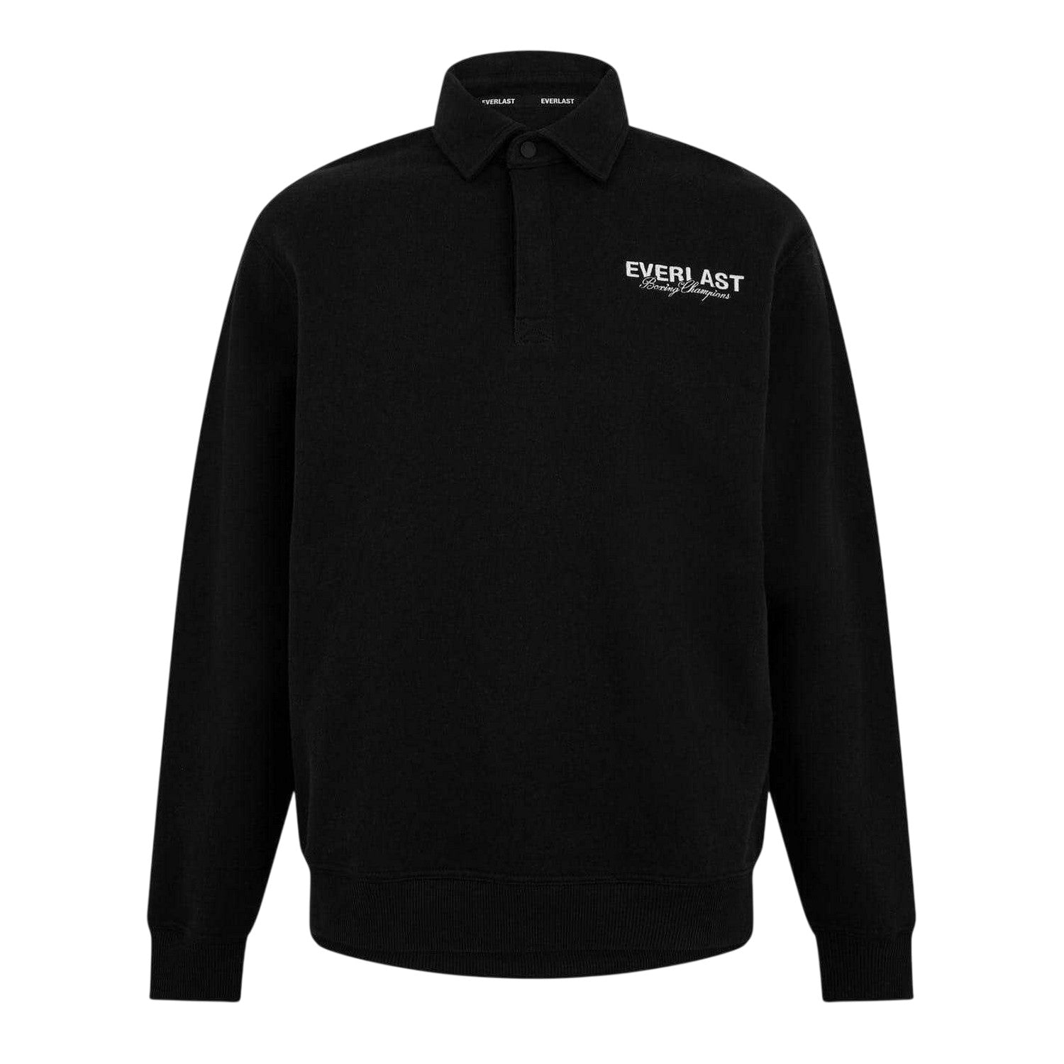 Black - Front - Everlast Mens Logo Long-Sleeved Polo Shirt