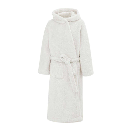 Grey - Front - Linea Womens-Ladies Fleece Hooded Long-Sleeved Robe
