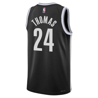 Black - Back - Brooklyn Nets Childrens-Kids Thomas Nike Basketball Jersey