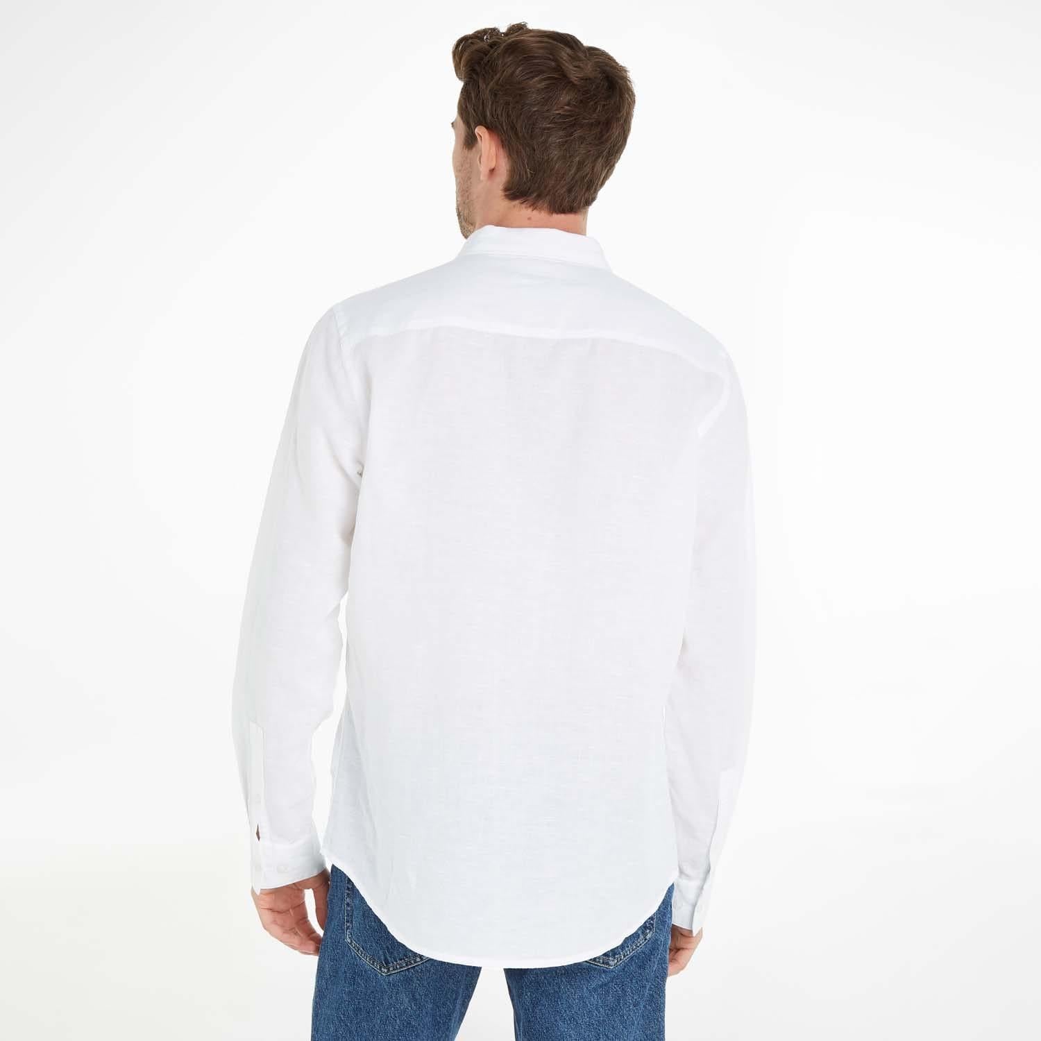 White - Side - Calvin Klein Mens Cotton Lined Regular Shirt