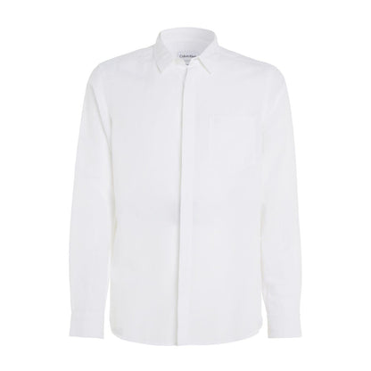 White - Front - Calvin Klein Mens Cotton Lined Regular Shirt