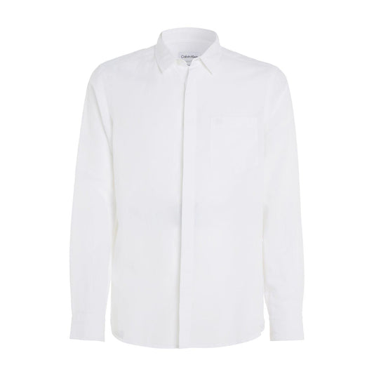 White - Front - Calvin Klein Mens Cotton Lined Regular Shirt