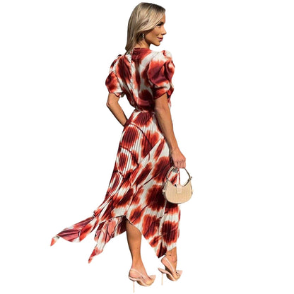 Rust - Back - AX Paris Womens-Ladies Puff Sleeve Midi Dress