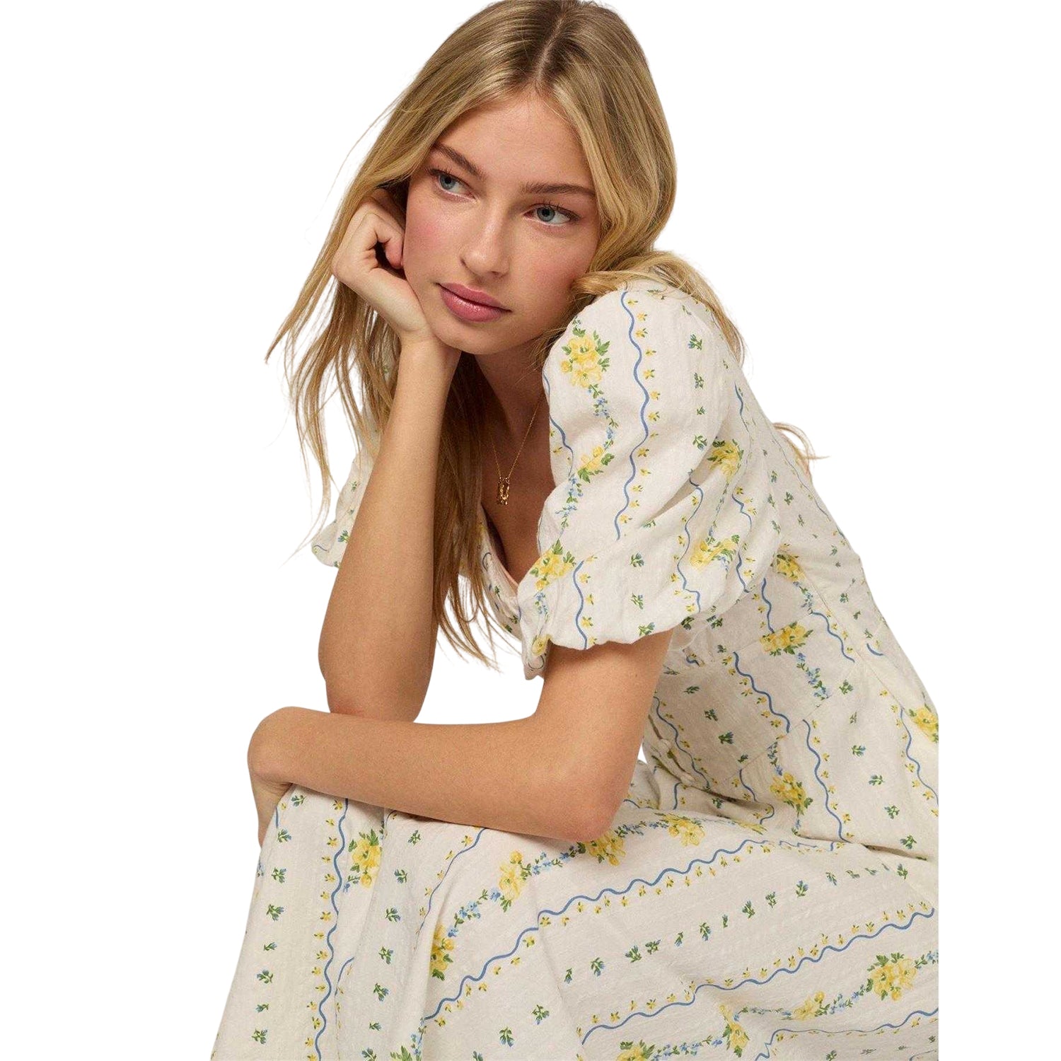 White - Pack Shot - Nobody´s Child Womens-Ladies Melody Floral Midi Dress