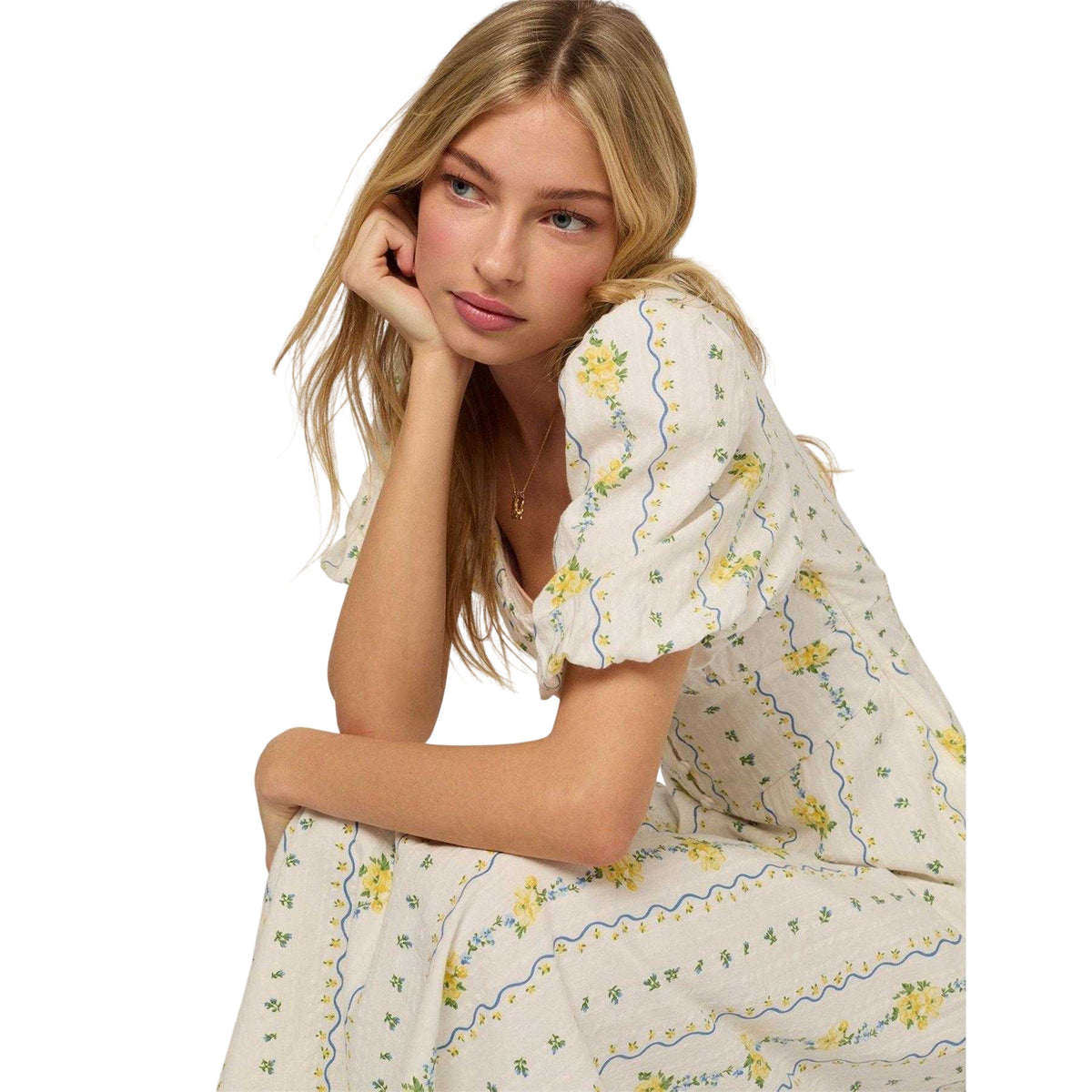 White - Pack Shot - Nobody´s Child Womens-Ladies Melody Floral Midi Dress